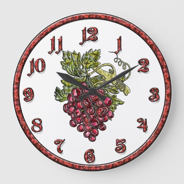 Reloj Redondo Grande Uvas rojas (Anverso)