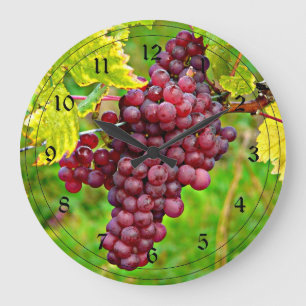 Reloj Redondo Grande Uvas rojas en el vino