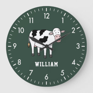 Reloj Redondo Grande Vaca Bonita Personalizada Nombre Personalizado Reg