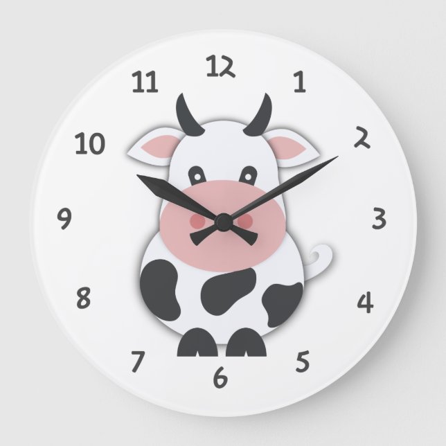 Reloj Redondo Grande Vaca Cubierta Con Números Reloj Grande (Anverso)