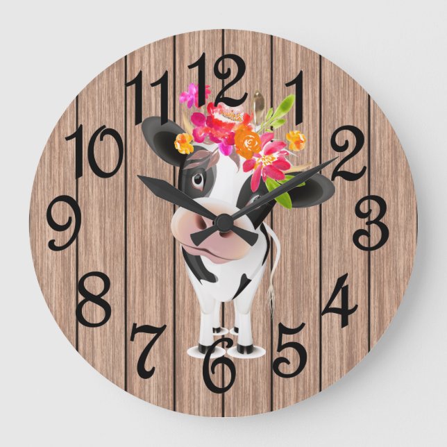 Reloj Redondo Grande Vaca de campo (Anverso)