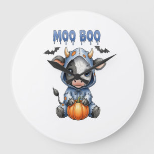 Reloj Redondo Grande Vaca de Halloween Moo Boo