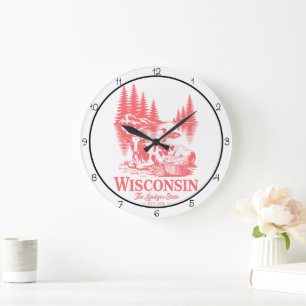 Reloj Redondo Grande Vaca del estado de Wisconsin Badger 