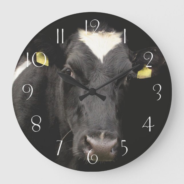 Reloj Redondo Grande Vaca Fresiana Holstein (Anverso)