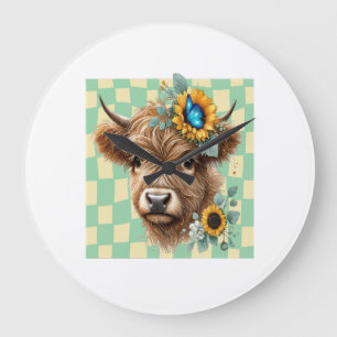 Reloj Redondo Grande Vaca Girasol Png, Vaca Highland Linda