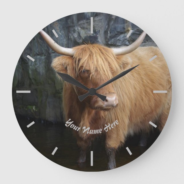 Reloj Redondo Grande vaca Highland escocesa (Anverso)
