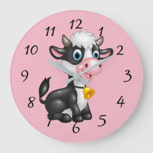 Reloj Redondo Grande Vaca linda del dibujo animado