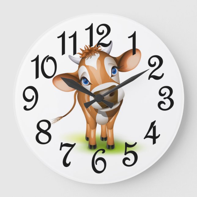 Reloj Redondo Grande Vaca marrón (Anverso)