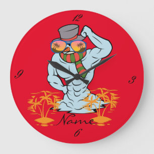 Reloj Redondo Grande Vacaciones Tropicales Musculares De Snowman Thunde