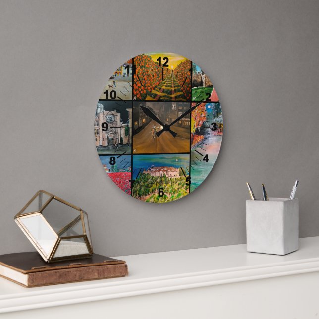 Reloj Redondo Grande Valencia Spain Collage Painting by Alfred Fox (Oficina)