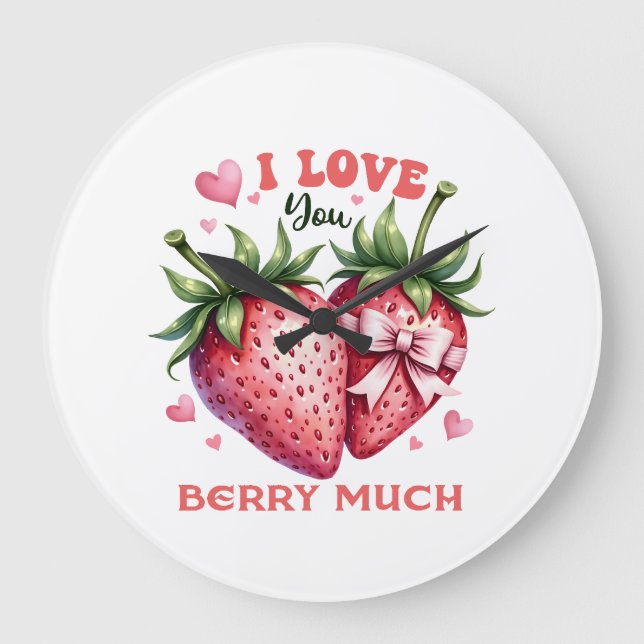 Reloj Redondo Grande Valentine Gift | Te Amo Berry Mucho (Anverso)