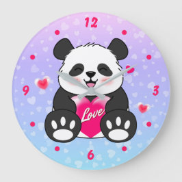 Reloj Redondo Grande Valentine Panda en el amor