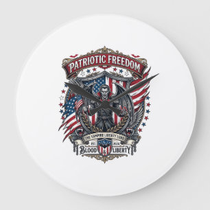 Reloj Redondo Grande Vampiro Patriótico Señor de la Libertad Horror Mon