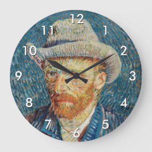 Reloj Redondo Grande Van Gogh - Autorretrato con un sombrero gris de fi
