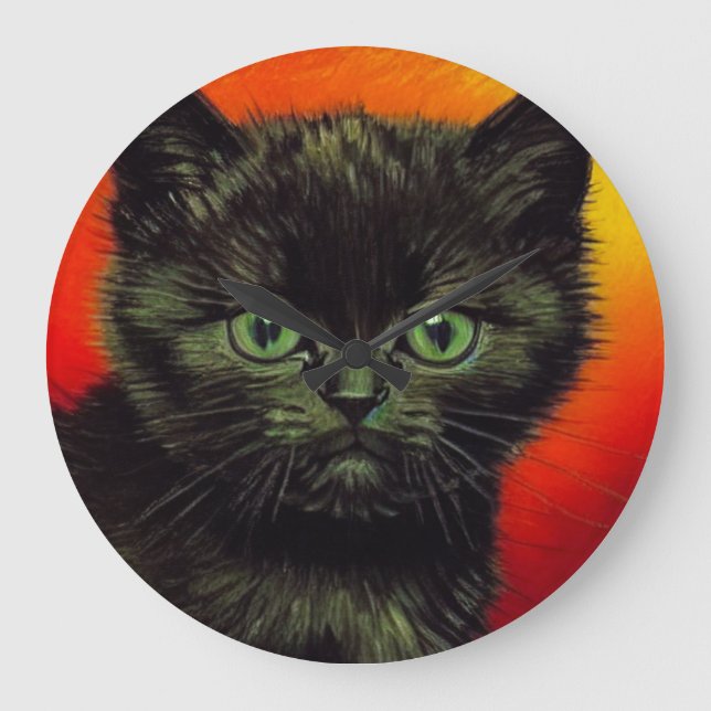 Reloj Redondo Grande Van Gogh Black Kitten (Anverso)