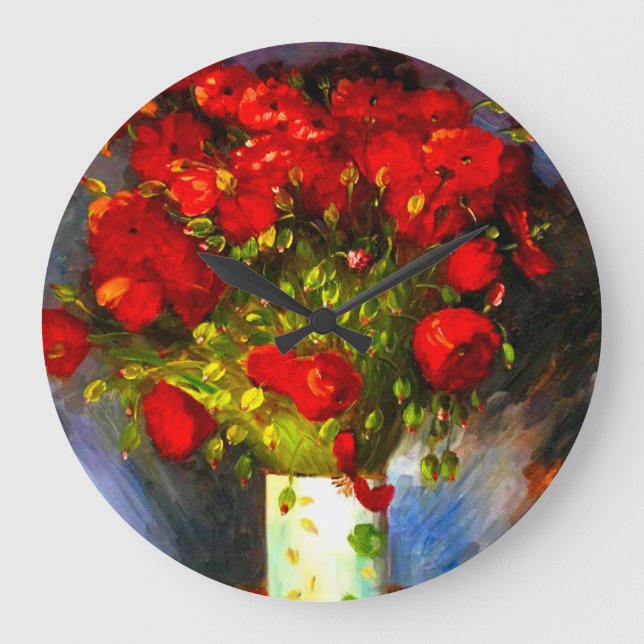 Reloj Redondo Grande Van Gogh Red Poppies (Anverso)