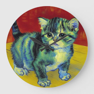 Reloj Redondo Grande Van Gogh Tabby Cat