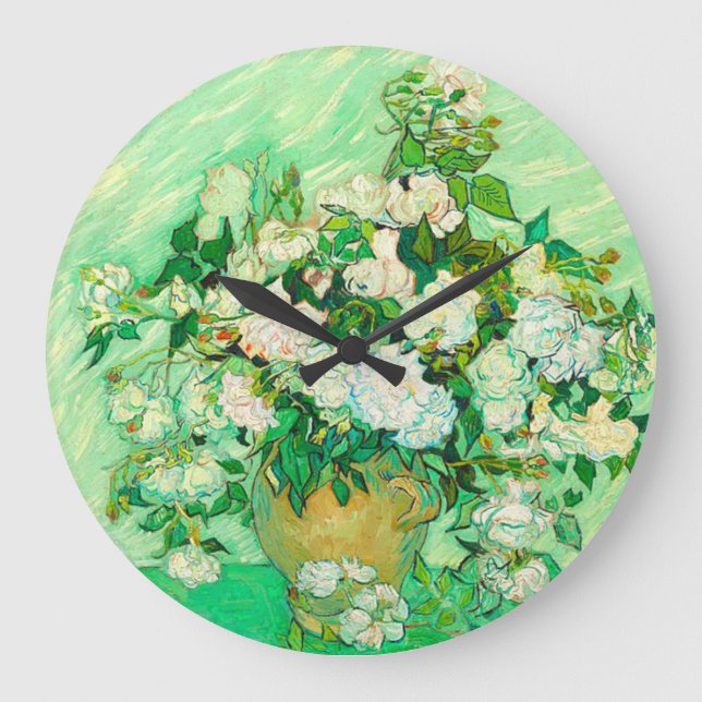 Reloj Redondo Grande Van Gogh White Roses (Anverso)