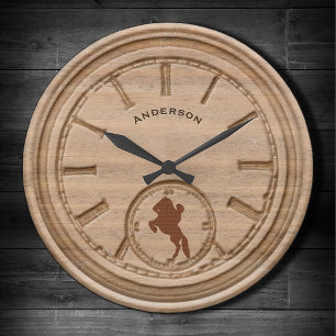 Reloj Redondo Grande Vaquero Rústico Occidental