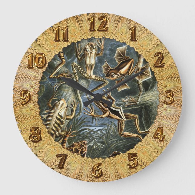 Reloj Redondo Grande Variedad de Ernst Haeckel de ranas exóticas: (Anverso)