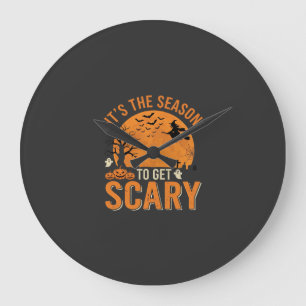 Reloj Redondo Grande Vector Castillo Embrujado de Halloween Espeluznant