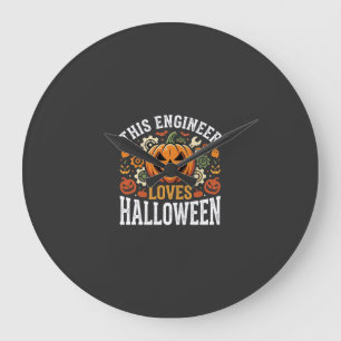 Reloj Redondo Grande Vector de calabaza de ingeniero de Halloween