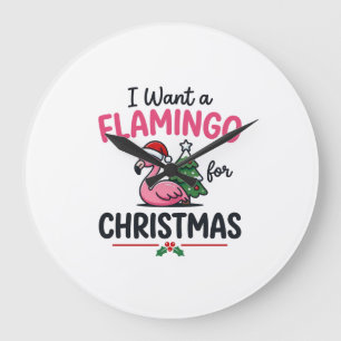 Reloj Redondo Grande Vector de cita de Navidad de flamenco