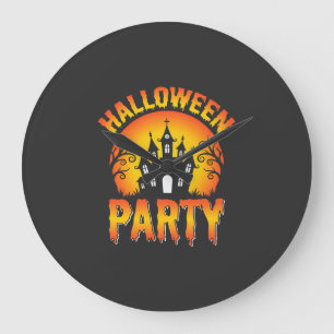 Reloj Redondo Grande Vector de fiesta de Halloween en casa embrujada