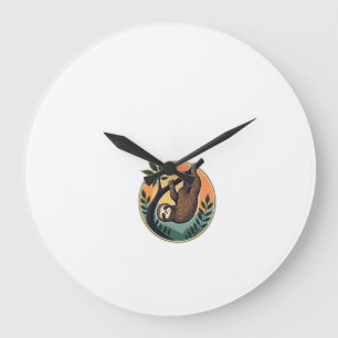 Reloj Redondo Grande Vector de perezoso vintage Insignia retro de vida 