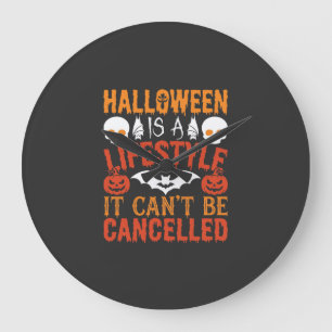 Reloj Redondo Grande Vector de tipografía de murciélago de calabaza de