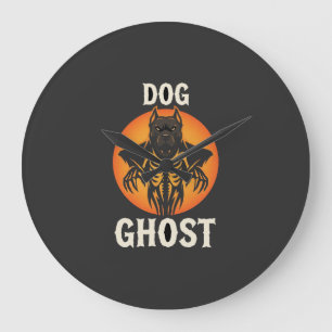 Reloj Redondo Grande Vector Fantasma de Perro Terror de Halloween