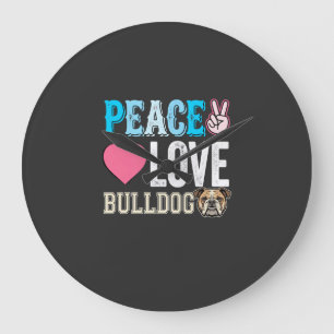 Reloj Redondo Grande Vector Perro Bulldog Paz Amor