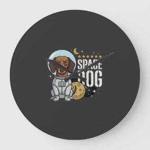 Reloj Redondo Grande Vector perro espacial astronauta Dachshund