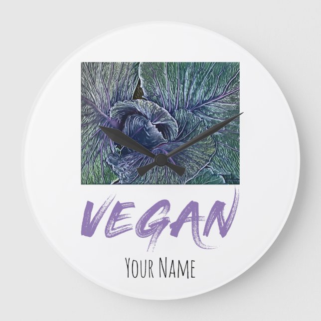 Reloj Redondo Grande Vegan Red Cabbage Regalo de cosecha (Anverso)
