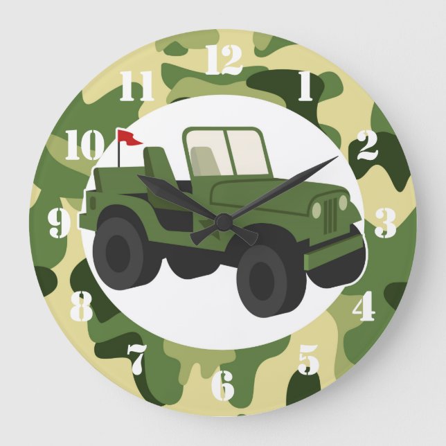 Reloj Redondo Grande Vehículo militar de la Armada Camo (Anverso)