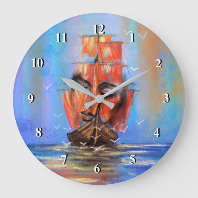 Reloj Redondo Grande Vela libre - Pintura de arte original (Anverso)