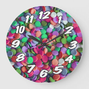 Reloj Redondo Grande Vela morada verde numerada