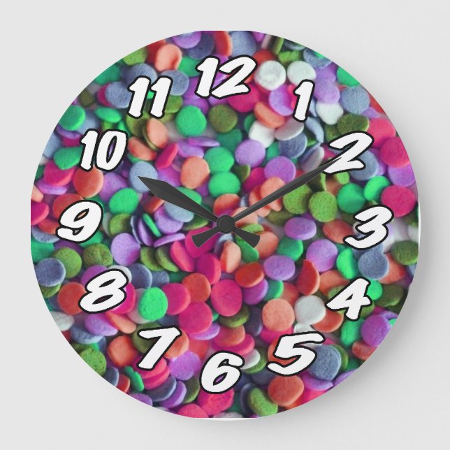 Reloj Redondo Grande Vela morada verde numerada (Anverso)