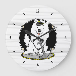 Reloj Redondo Grande Vela Nautical Bote americano Eskimo Dog Cul