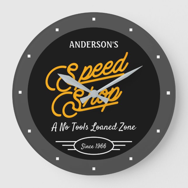 Reloj Redondo Grande Velocidad de compra de cualquier nombre retro desd (Anverso)