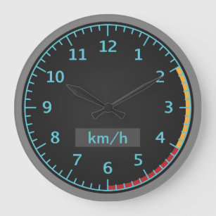 Reloj Redondo Grande Velocímetro azul y negro