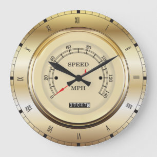Reloj Redondo Grande Velocímetro de Coche Único (MPH) Temático