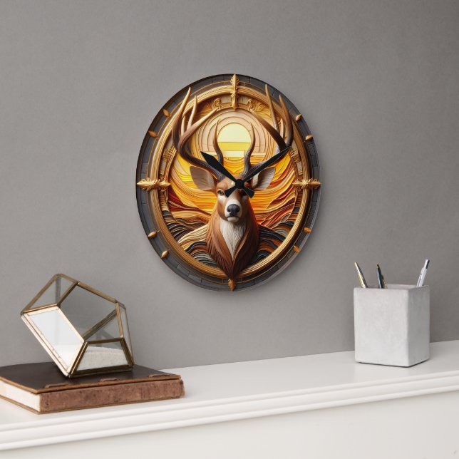 Reloj Redondo Grande Venado con sol (Oficina)