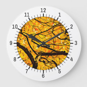 Reloj Redondo Grande Venas doradas del otoño
