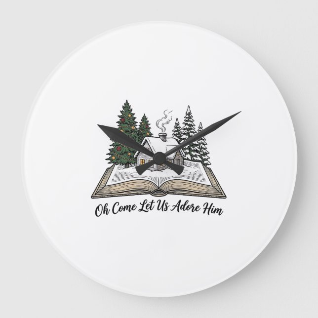 Reloj Redondo Grande Venid Adoremos Diseño de Libro de Navidad_1 (Anverso)