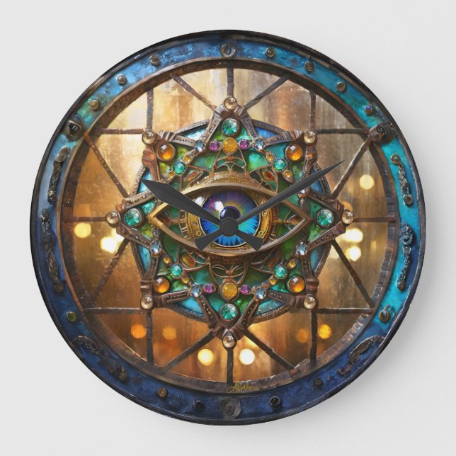 Reloj Redondo Grande Ventana de ojo de buey rústica Tercer Ojo (Anverso)