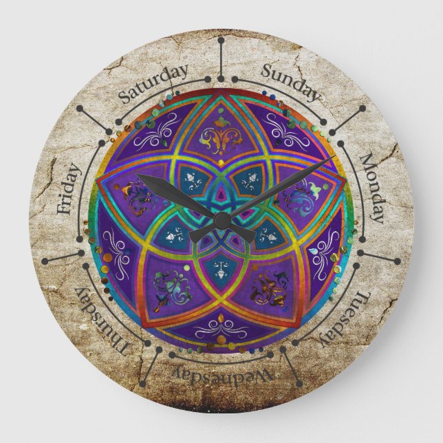 Reloj Redondo Grande Venus Flower of Love fineART Oriental Antique lila (Anverso)