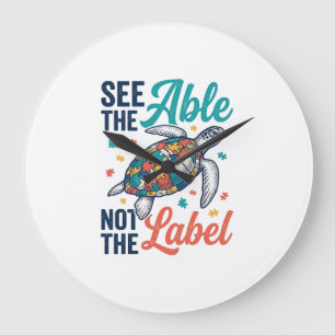 Reloj Redondo Grande Ver el diseño de la camiseta de concienciación sob
