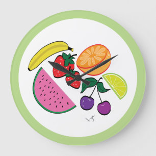 Reloj Redondo Grande Verano de frutas coloridas, Guay, diversión