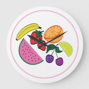 Reloj Redondo Grande Verano de frutas coloridas, Guay, diversión